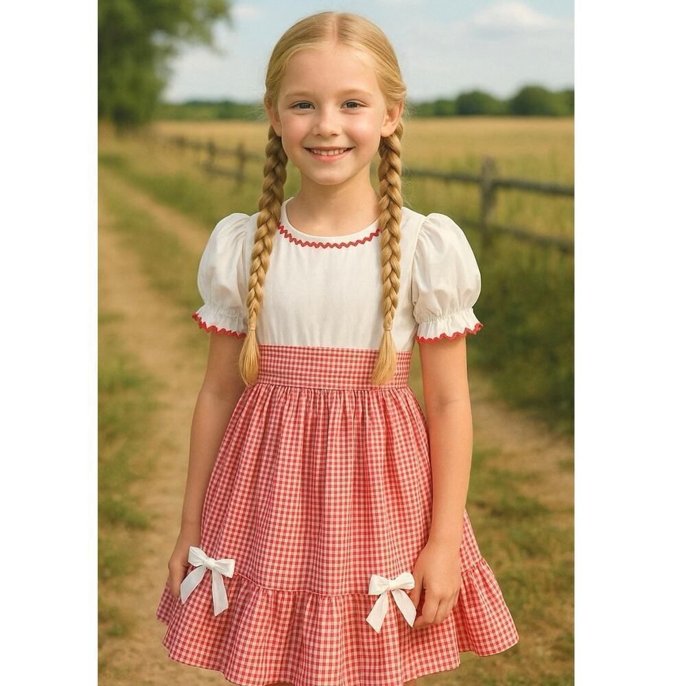 VTG 60s Dress Handmade Cottage Prairie Peasant Square Dance Western Girl’s SZ 6